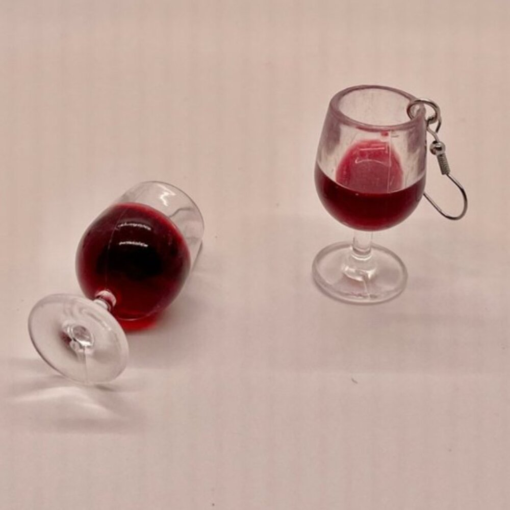 ⭐️❤️FREE Wine Alcohol Chic Party Boho Drink Hipster Artsy Modern Drop Earrings